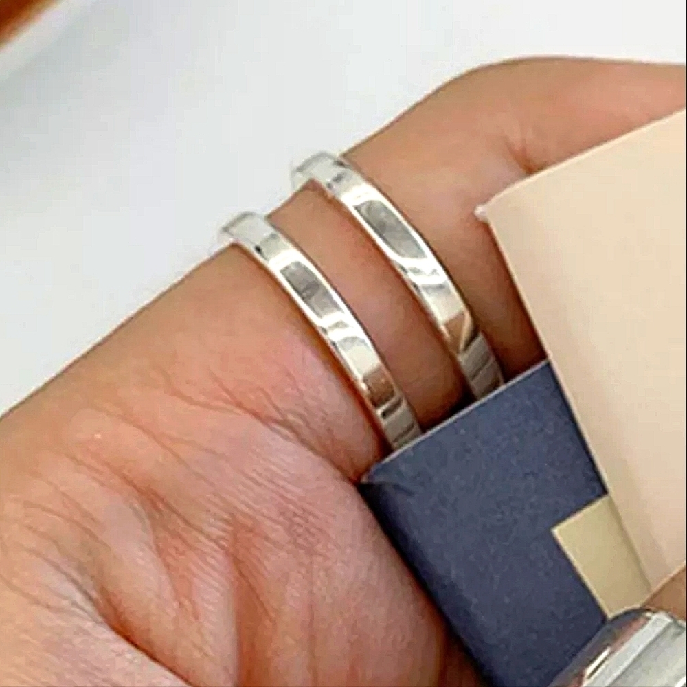 Sterling Silver Minimalist Three Piece Ring Set - Picture 4 of 6